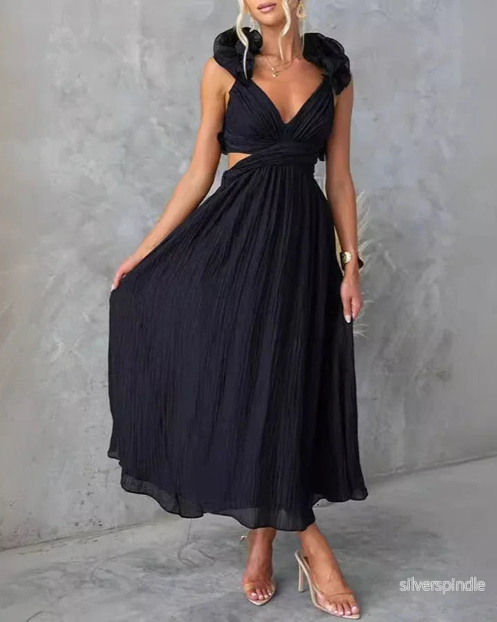 Olivia | Elegant Ärmlös Klänning med Volangkjol Olivia | Elegant Ärmlös Klänning med Volangkjol