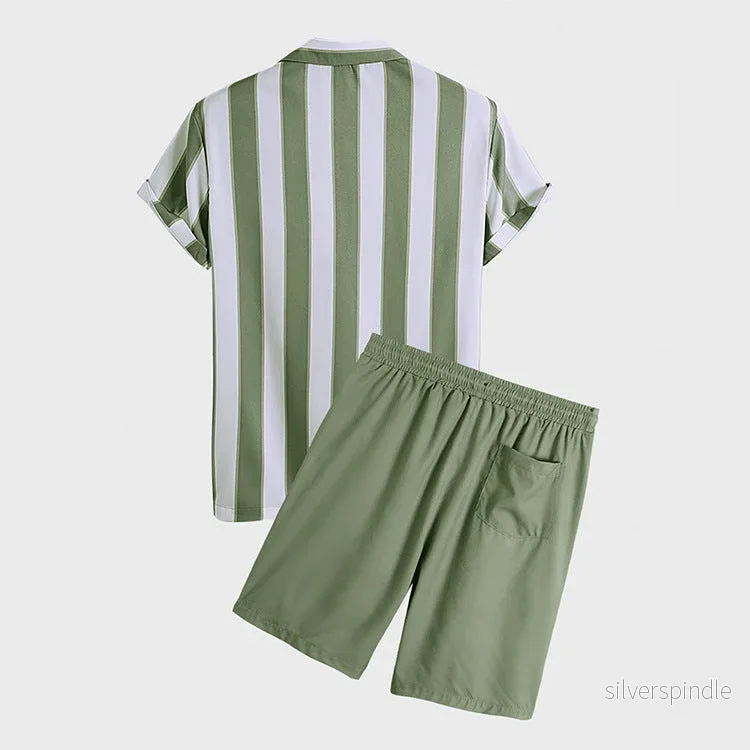 Oliver | Blommig Randig Kortärmad Skjorta och Shorts Set - Bild 2