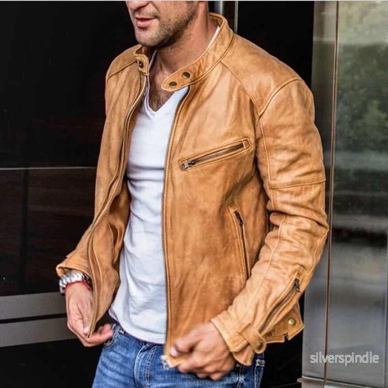 Stilren Bikerjacka för Män med Väderbeständig Finish | Slim Fit Design för Modern Elegans - Bild 2