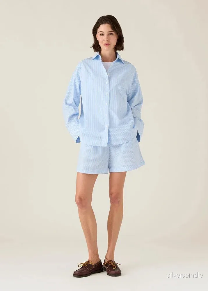 Lexington Casual Org Cotton Poplin Blue Multi Stri