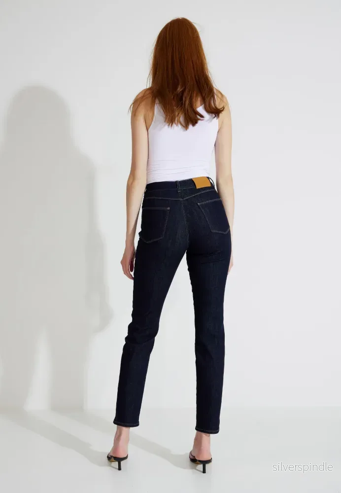 HIGHWAIST DENIM JEANS - Mörkblå - Bild 2