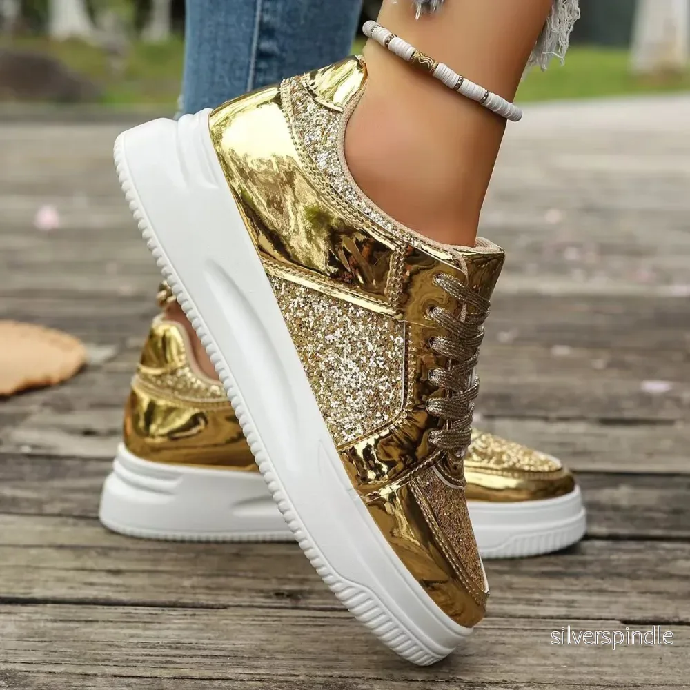 Emily | Glittrande Damsneakers med Tjock Sula - Bild 3