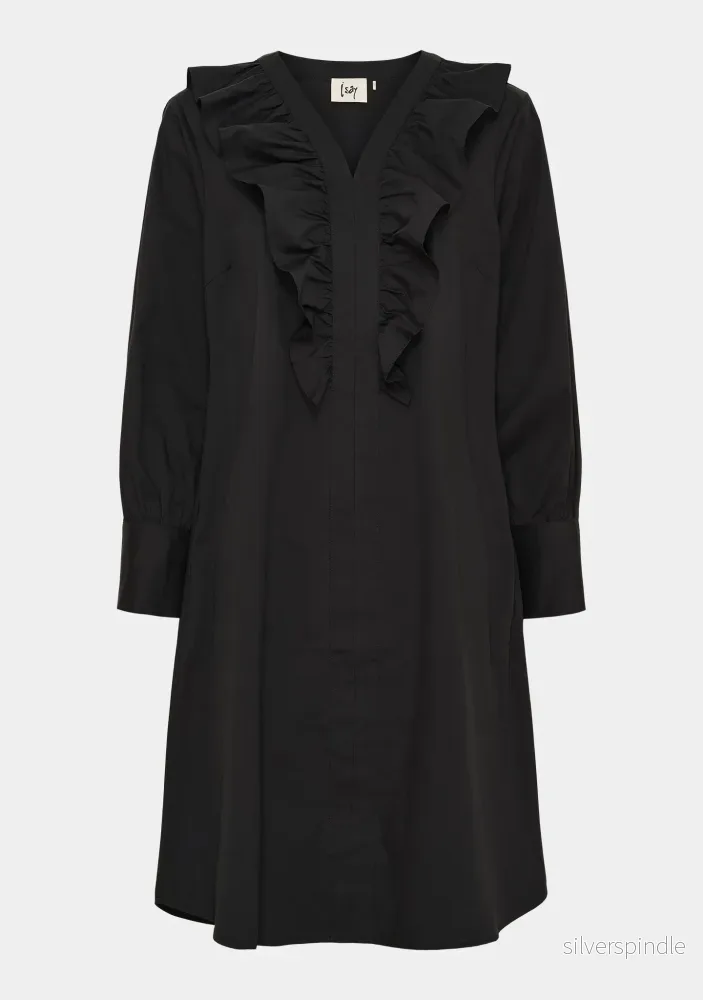 Sigga V-Flounce Dress – Black Sigga V-Flounce Dress – Black