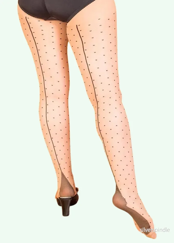 Vintage strumpbyxor – champagne med polka dots Vintage strumpbyxor – champagne med polka dots