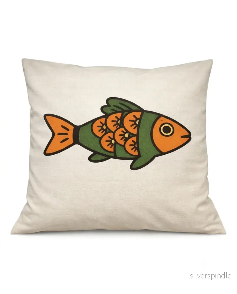 Kuddfodral Fiskis Motiv Linneblandning 40x40cm