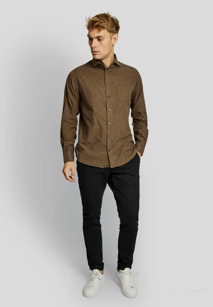 BS Halden casual slim fit skjorta - Brun - Bild 3