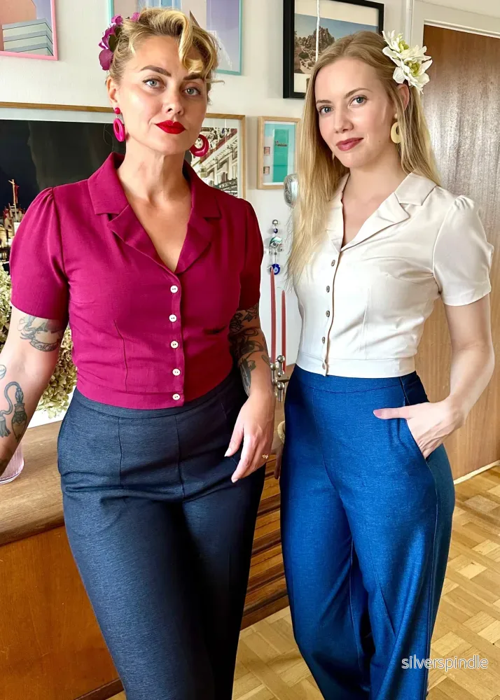 Daisy kortärmad skjorta - navy linen - Bild 2