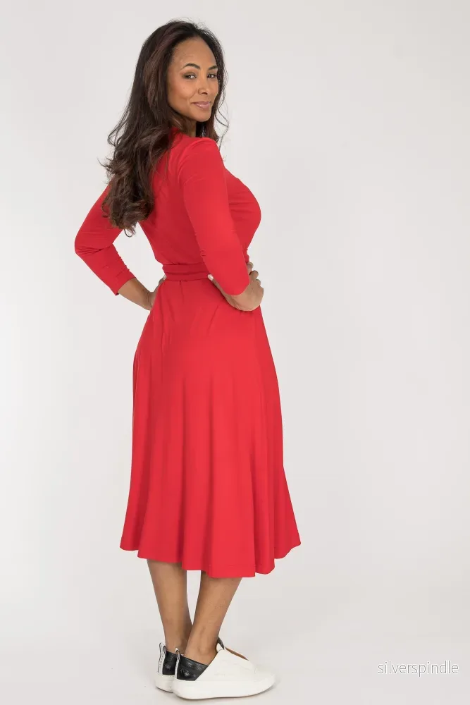 Bestie midi wrap jersey dress - True Red - Bild 2