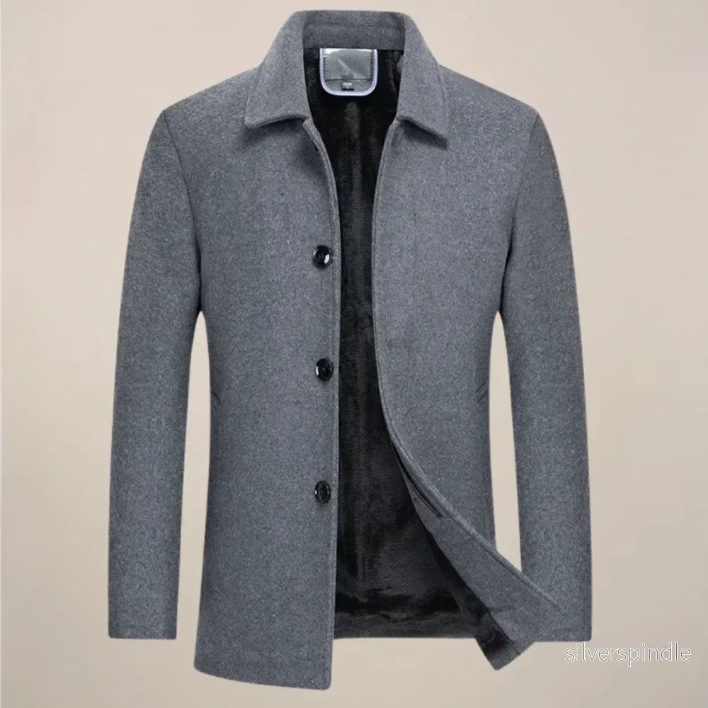 Klassisk Button-Up Jacka för Män med Strukturerad Krage | Elegant Fritidsplagg för Höst/Vinter - Bild 2