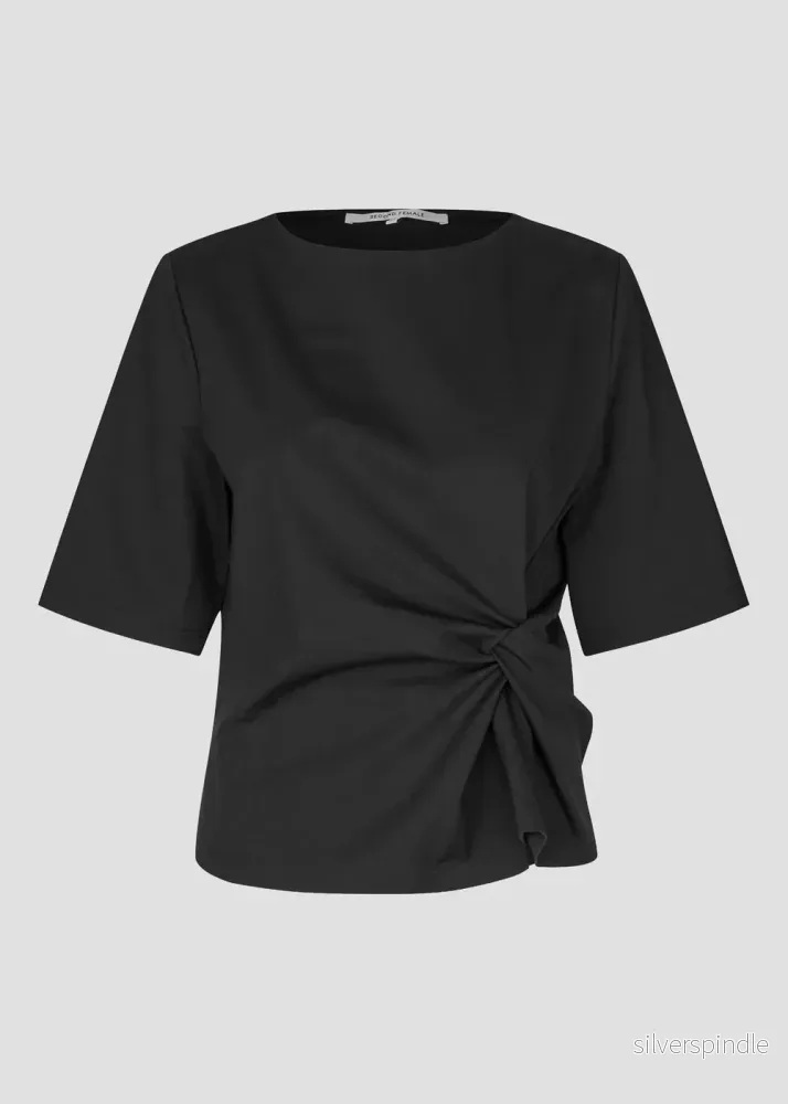Second Female Arkai Drape Tee Black - Bild 2