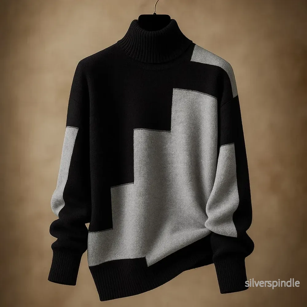 Mason | Elegant Ribbstickad Topp Med Polokrage - Bild 3