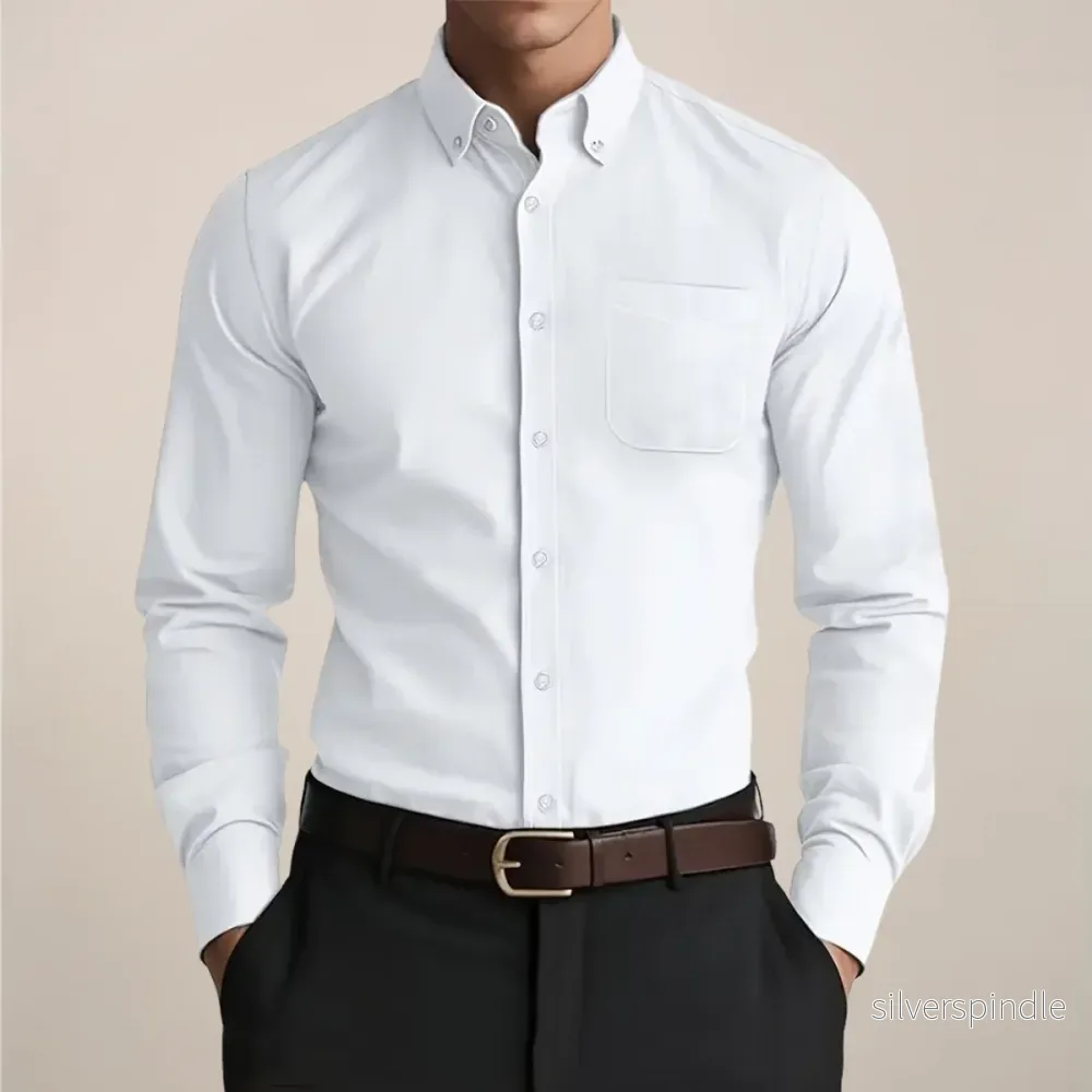Klassisk Långärmad Skjorta för Män med Ren Siluett | Allsidig Design för Arbete och Fritid