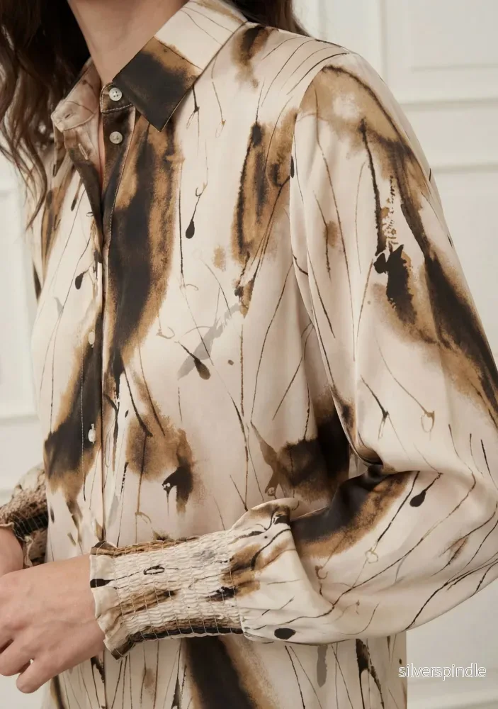 Melba Printed Blouse - Camel Drawing - Bild 3
