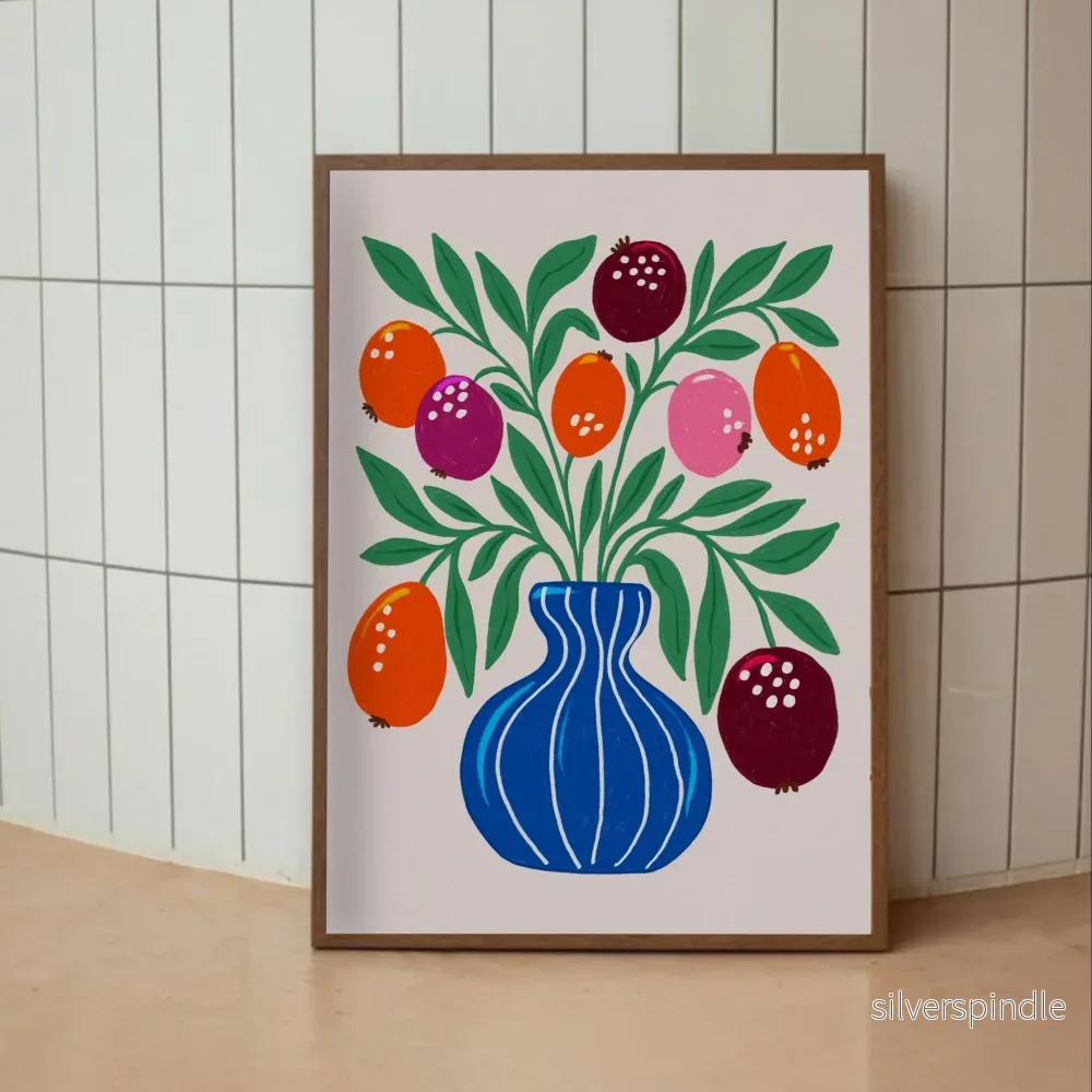 Botanisk Poster med Blå Vas