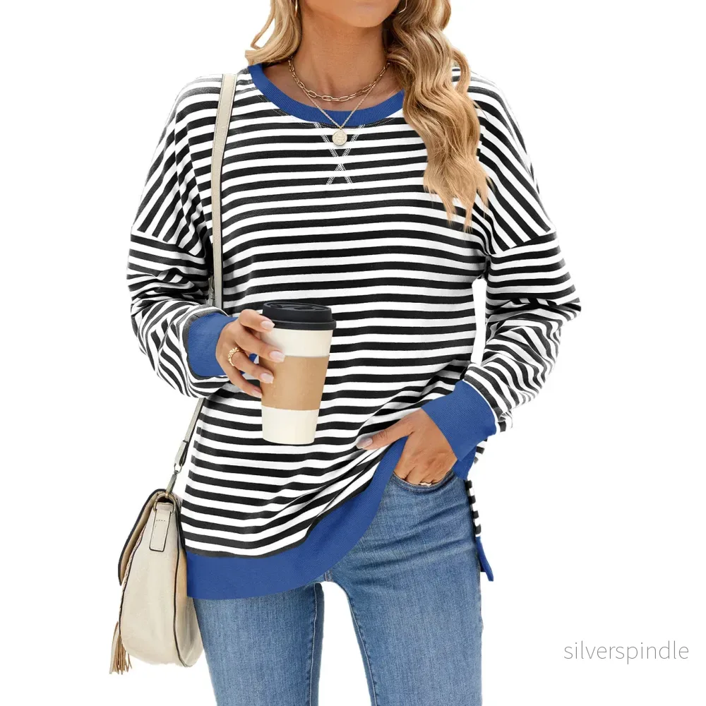 Sophie | Randig Långärmad T-Shirt med Sidosprund - Bild 2