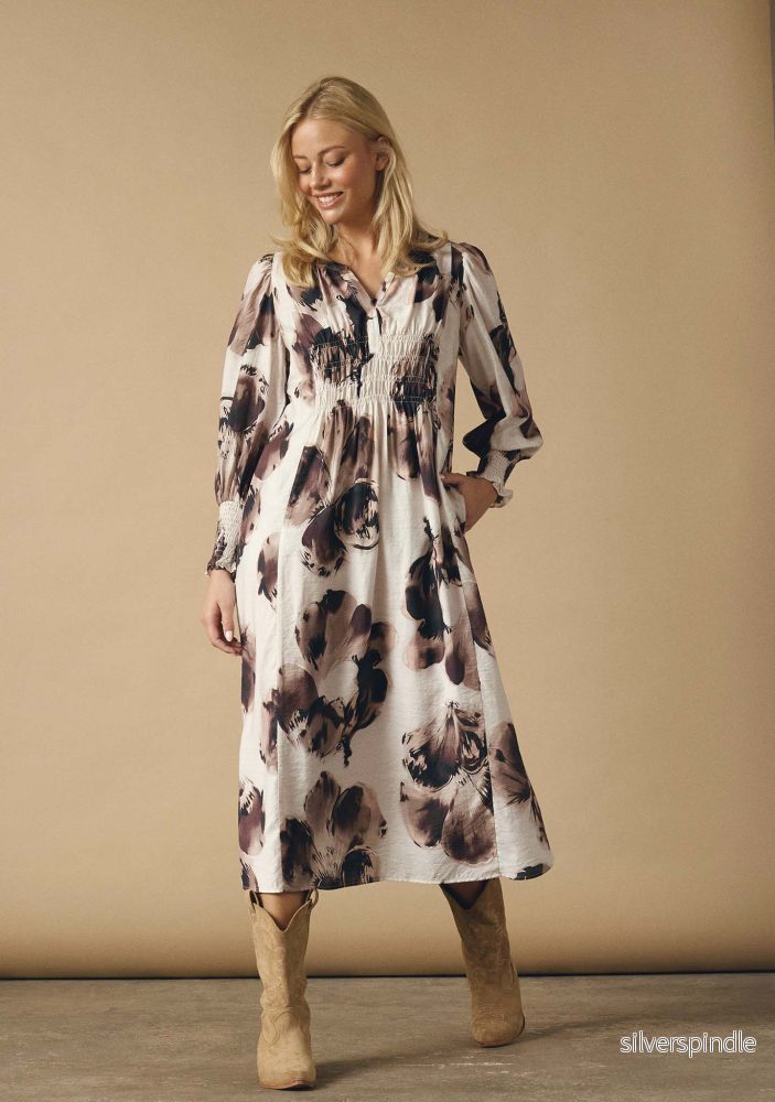 Naomi V-Neck Dress - Aubergine Floral