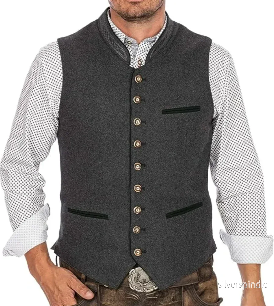 Traditionell Herr Väst med Broderade Detaljer för Elegant Stil | Skräddarsydd Passform för Formella Tillfällen