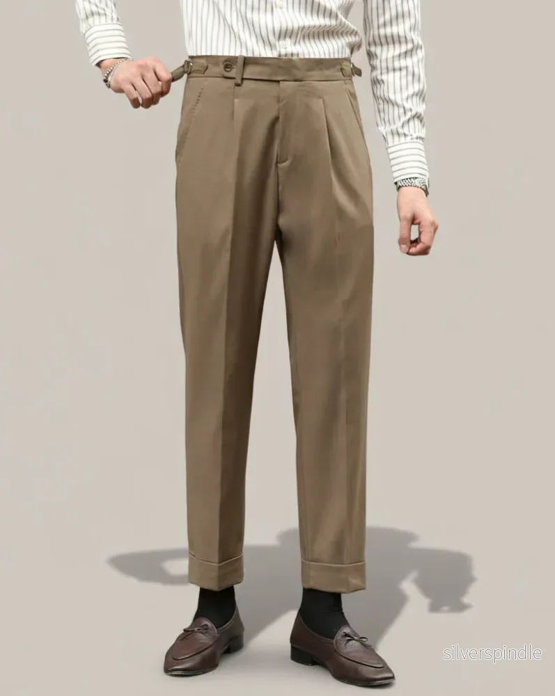 Retro byxor | Hög midja med raka ben och sidojusteringar | Tidlös stil för smart casual - Bild 3