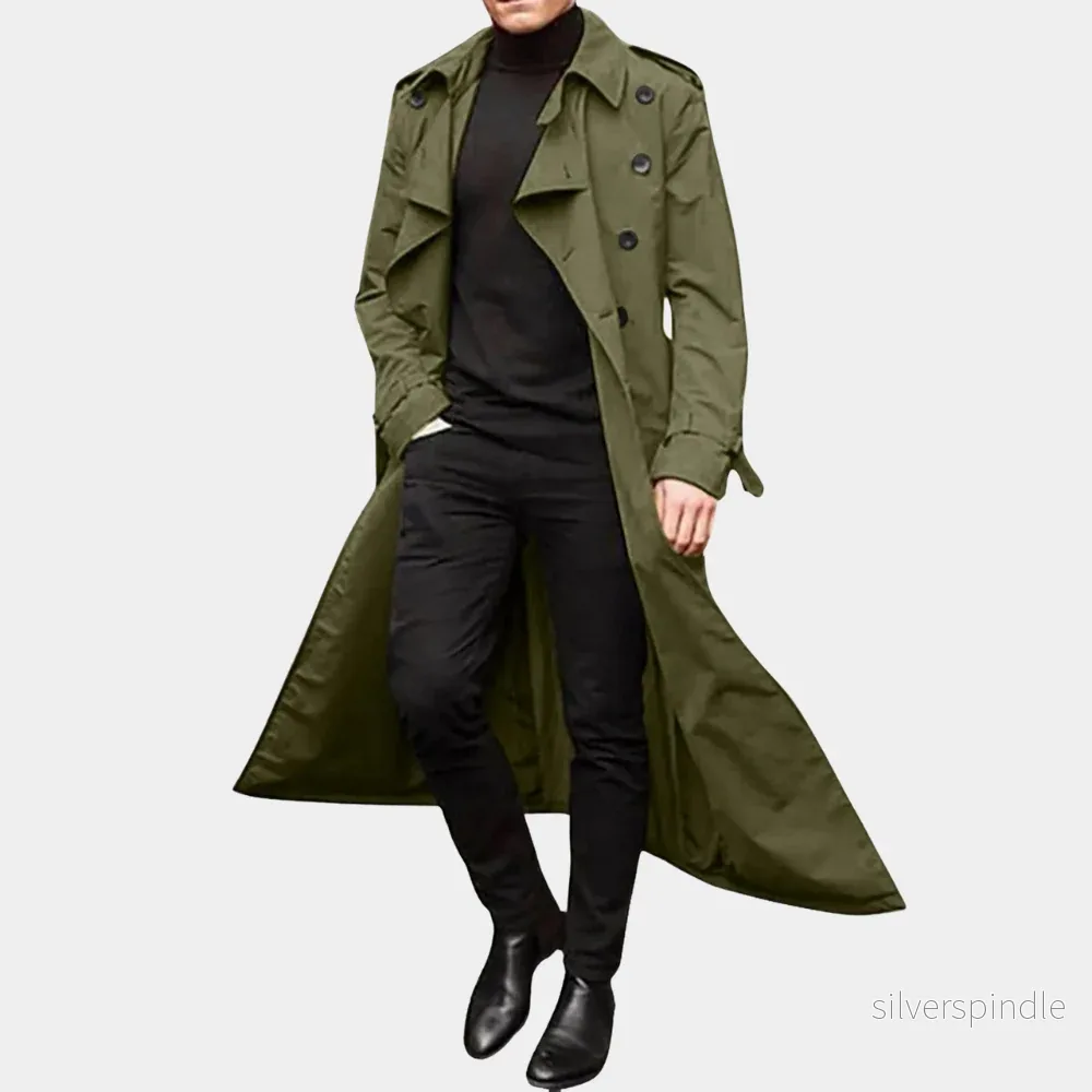 Klassisk Svart Trenchcoat för Män med Vattentålig Design | Tidlös Stil för Kalla Dagar - Bild 2