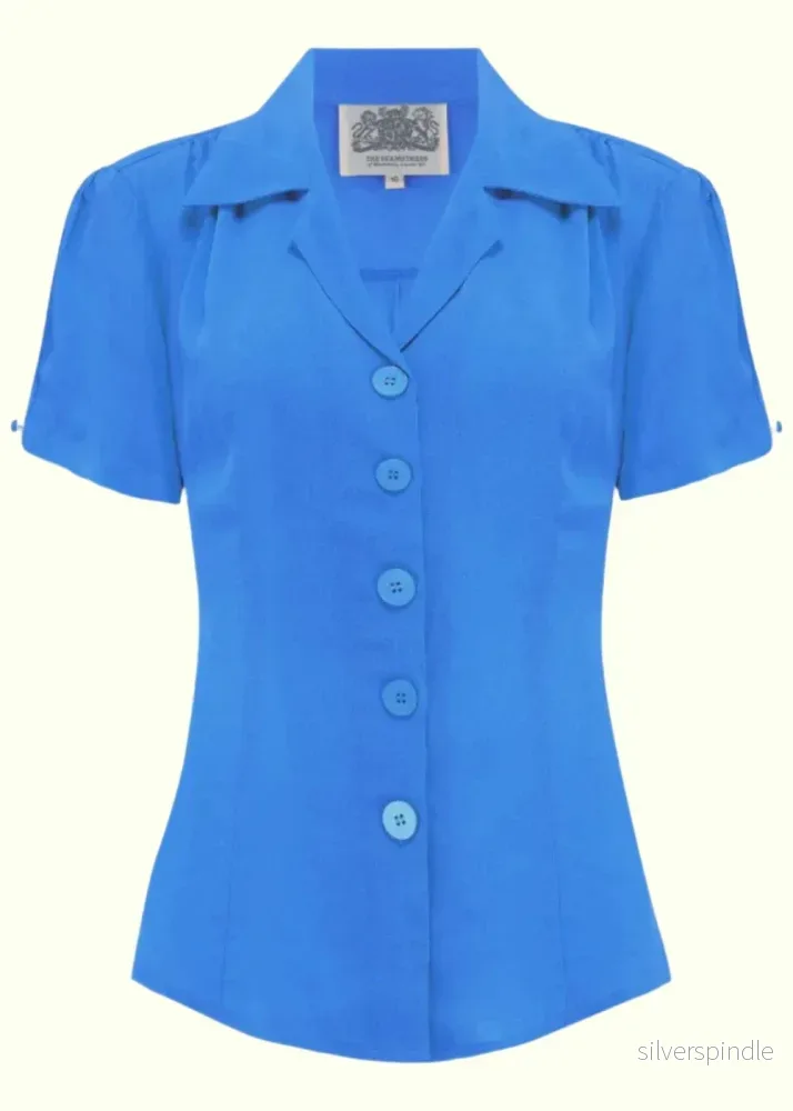 Grace kortärmad skjorta - Palace Blue