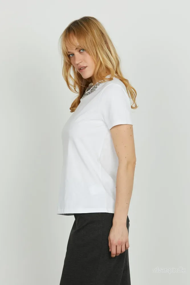 Emma | Elegant Kortärmad T-Shirt med Strassdetaljer - Bild 3