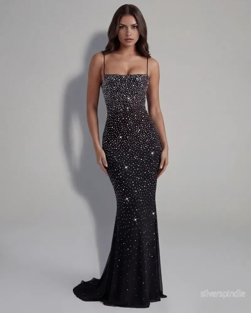 Sophie | Elegant Lång Klänning Dam med Strass och Utsvängd Siluett - Bild 3