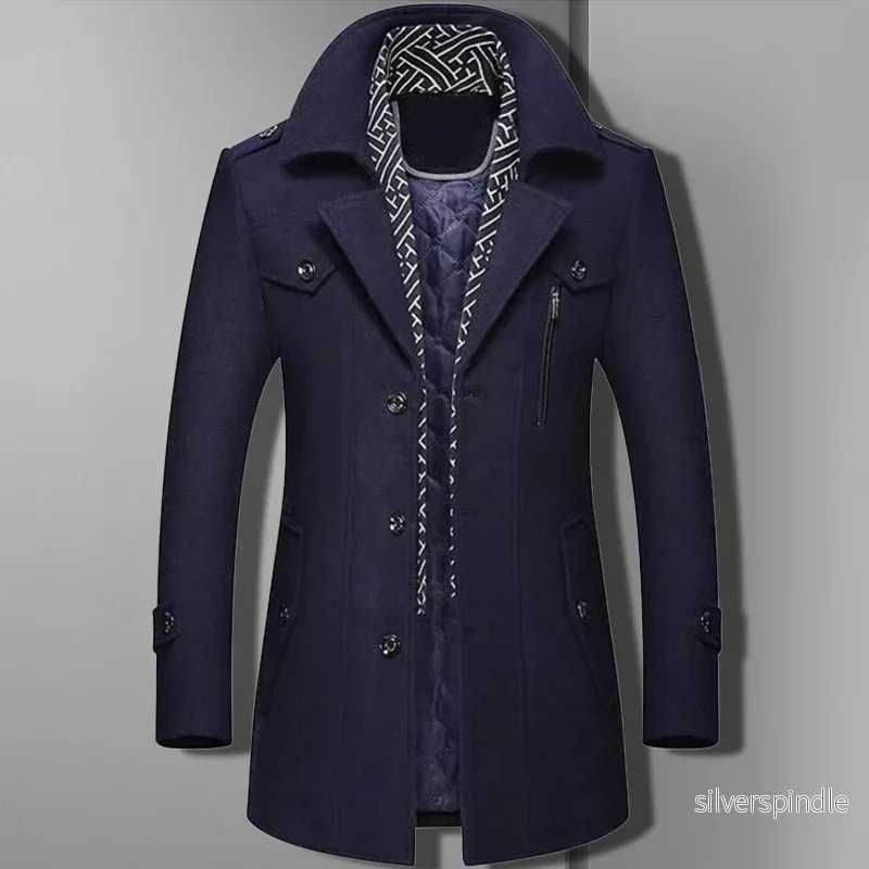 Elegant Kappa för Män | Vadderad med Sjalkrage för Värme och Stil Elegant Kappa för Män | Vadderad med Sjalkrage för Värme och Stil