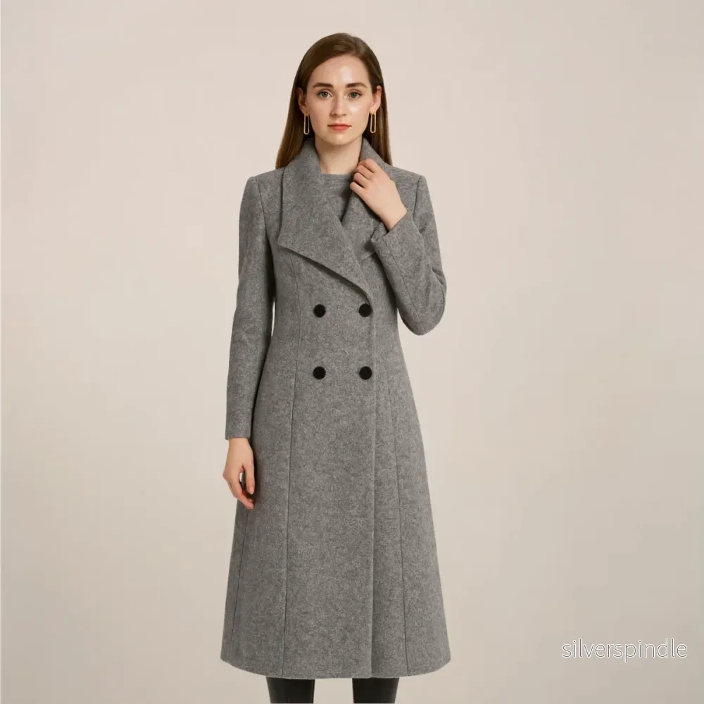 Elegant | Svart Trenchcoat för Kvinnor med Dubbelknäppt Design | Tidlös Stil för Arbete och Fritid - Bild 2
