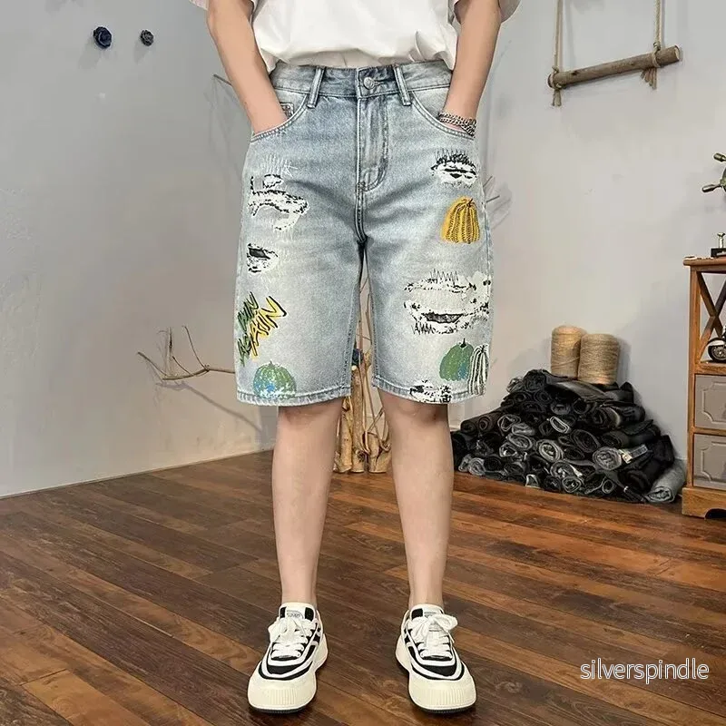 Ethan | Vintage Ljusblå Avslappnade Croppade Shorts