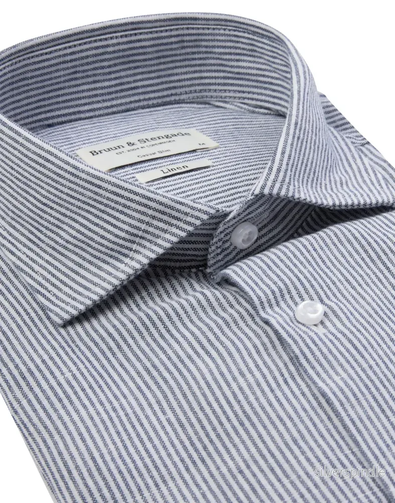 BS Alonso Casual Slim Fit Skjorta - Blue/White - Bild 2