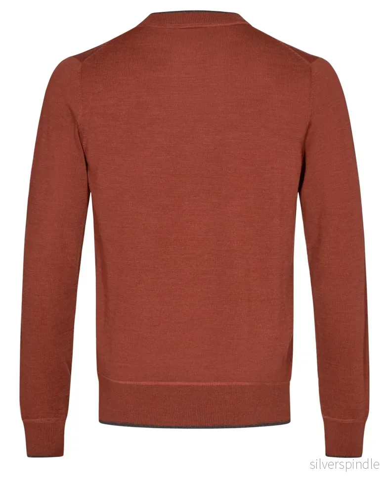 BS Federer Regular Fit Stickad Tröja - Dark Orange - Bild 2