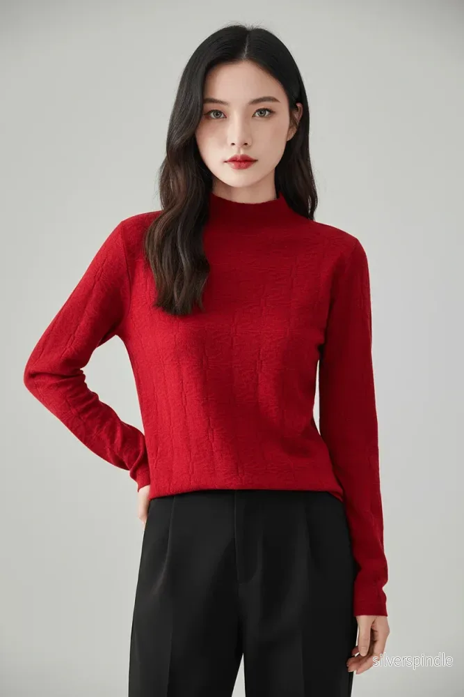 Elegant | Vit Stickad Tröja Dam med Mock-Hals och Slim Fit | Perfekt för Höst och Vinter Elegant | Vit Stickad Tröja Dam med Mock-Hals och Slim Fit | Perfekt för Höst och Vinter