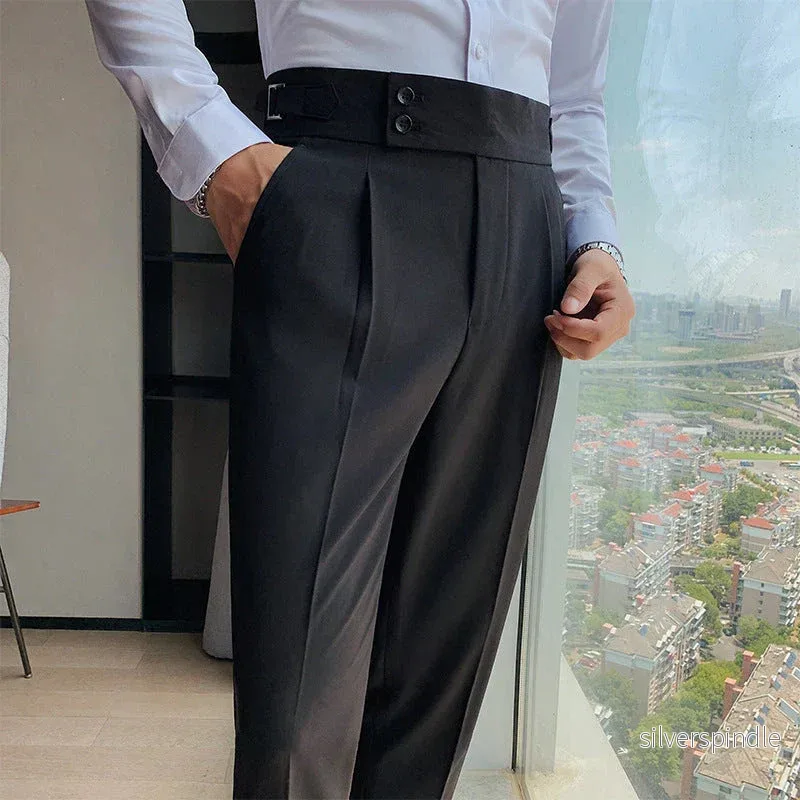 Moderna Plisserade Byxor för Män i Slim Fit med Raffinerad Finish | Mångsidiga och Bekväma för Vardagsbruk