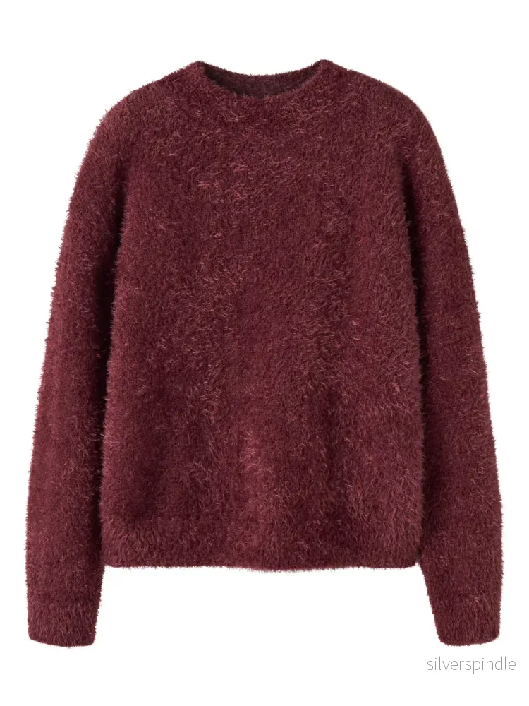 Ohami Fluffig Stickad Tröja Vinröd Ohami Fluffig Stickad Tröja Vinröd