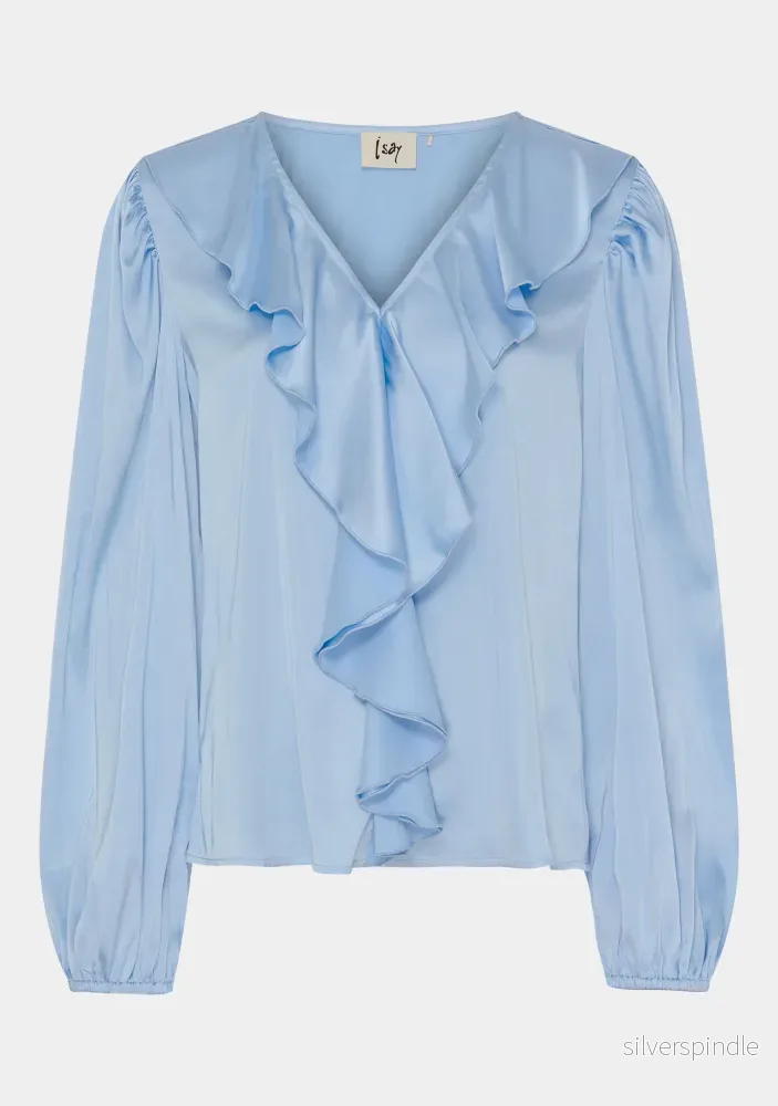 Steff Flounce Blouse – Light Blue