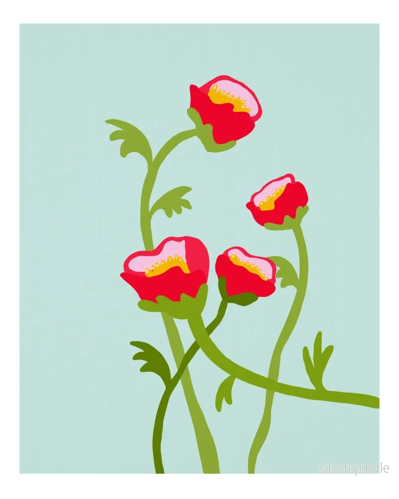 Grafisk Pion blomposter – Minimalistisk botanisk väggkonst - Bild 2
