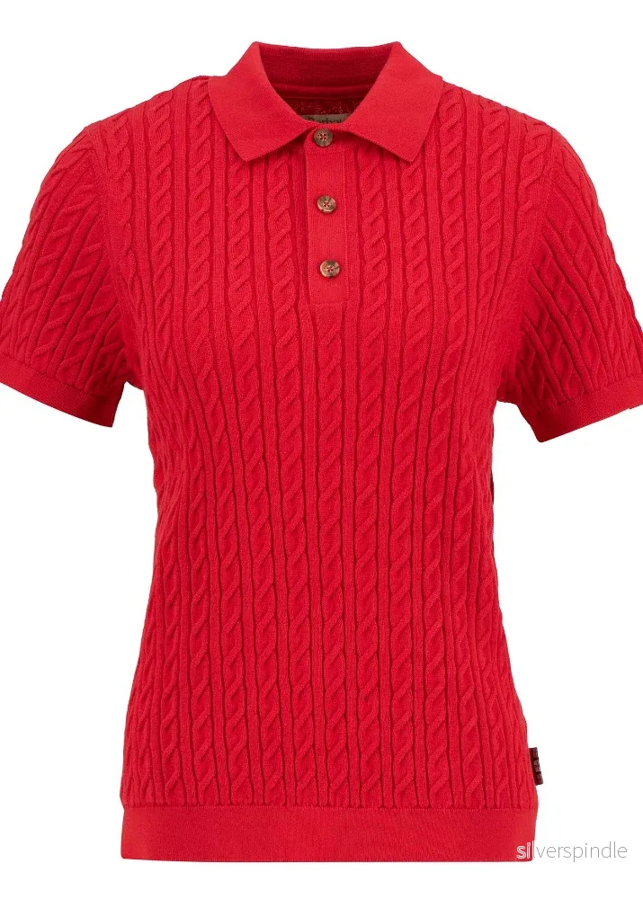 Barbour Hartland Knitted Polo Jumper Red