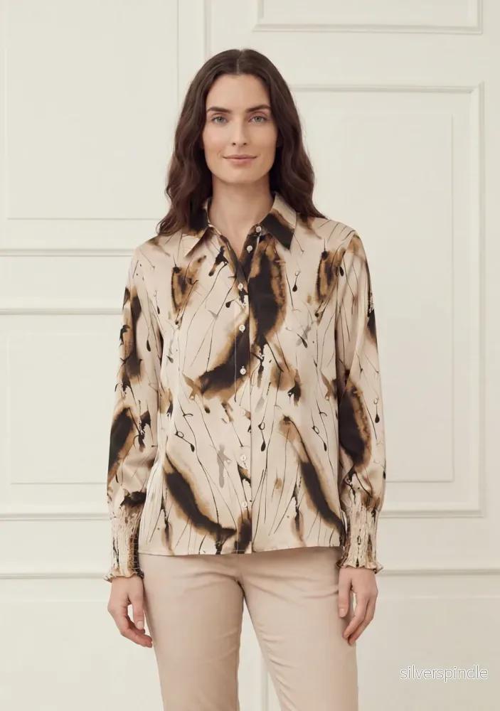 Melba Printed Blouse – Camel Drawing Melba Printed Blouse – Camel Drawing