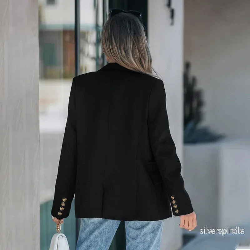 Olivia | Elegant Svart Kavaj Dam Med Långa Ärmar - Bild 3