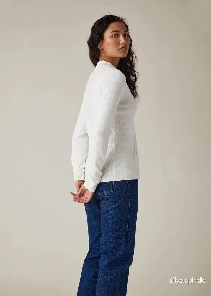 Lexington polo Neck Cardigan White - Bild 2