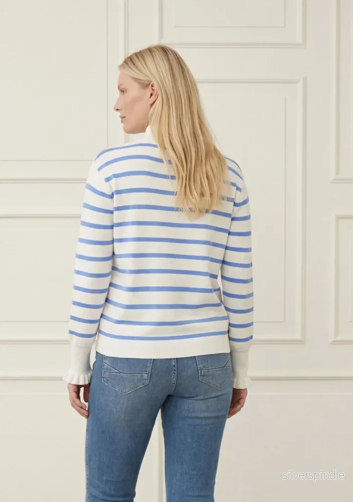 Frigga Stripe Pullover - Broken White w/Skyblue - Bild 2