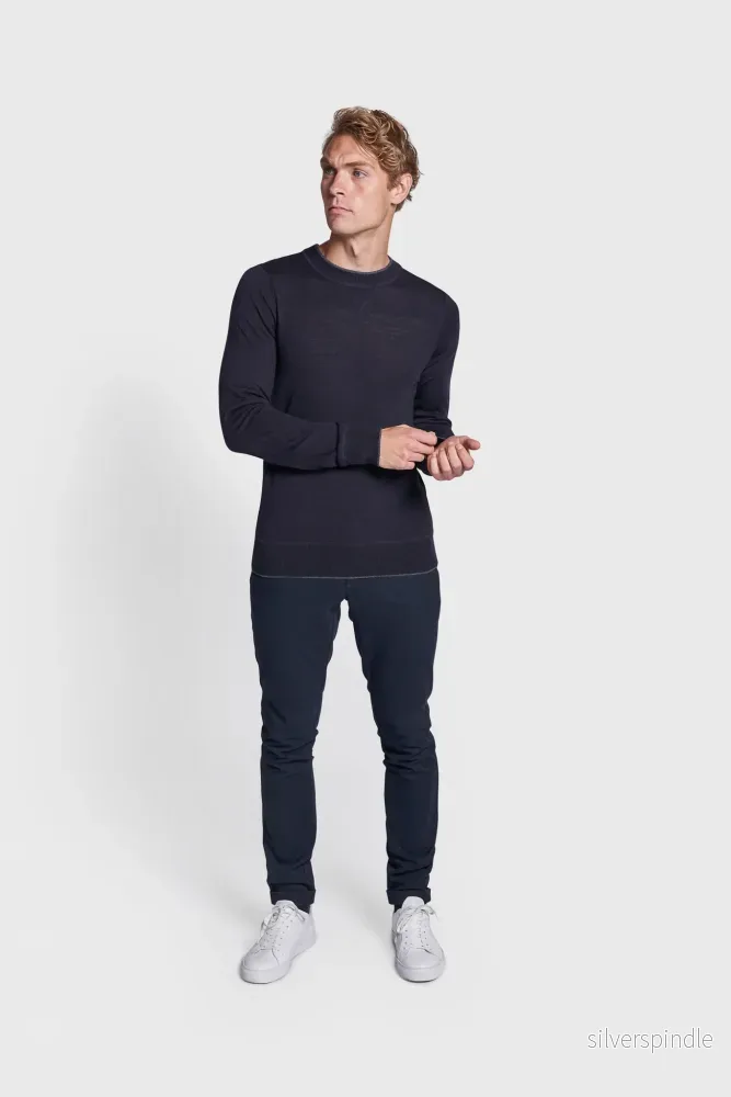 BS Federer Regular Fit Stickad tröja – Marinblå BS Federer Regular Fit Stickad tröja – Marinblå