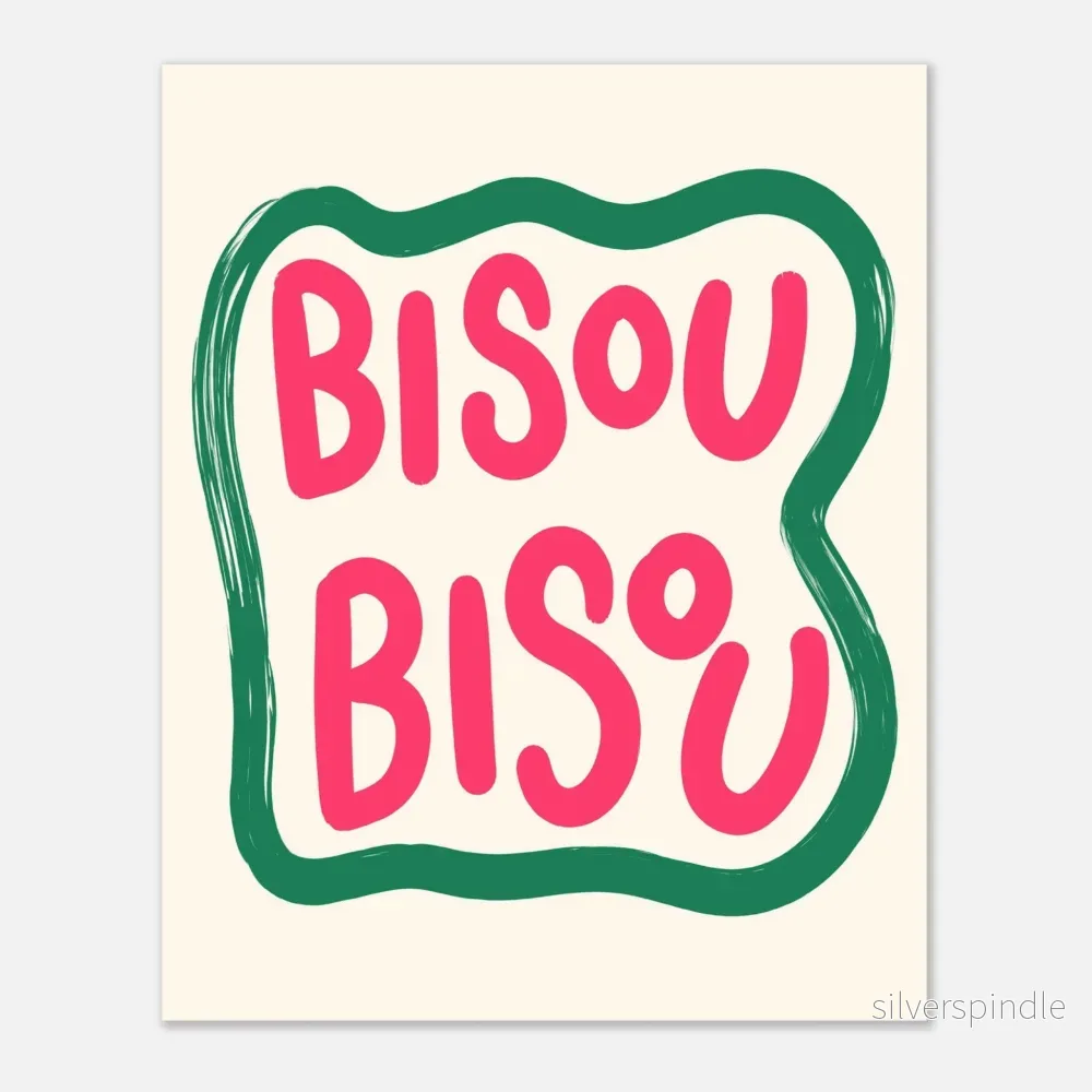 Bisou Bisou Poster med Grön Vågig Ram - Bild 2