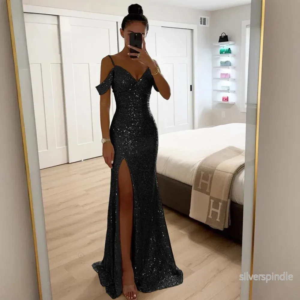 Sophie | Elegant Svart Maxiklänning för Damer med Spaghettiband