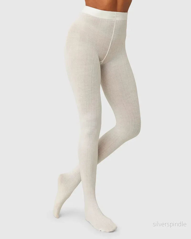 Freja Ekologiska ullstrumpbyxor - off-white - Bild 2