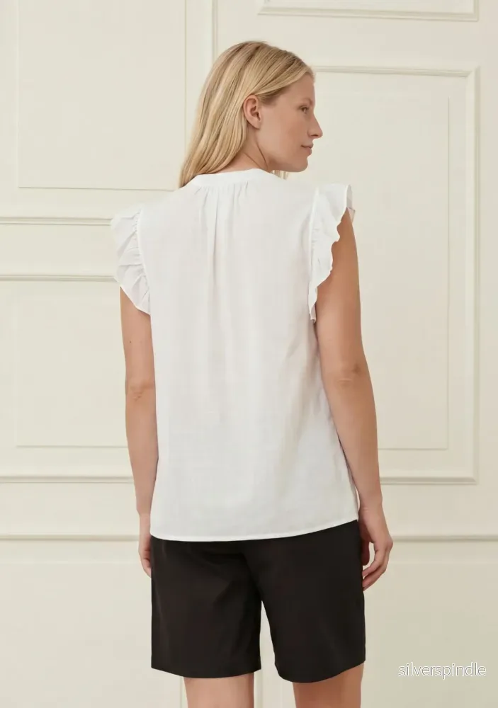 Pearl Flounce Top - White - Bild 3