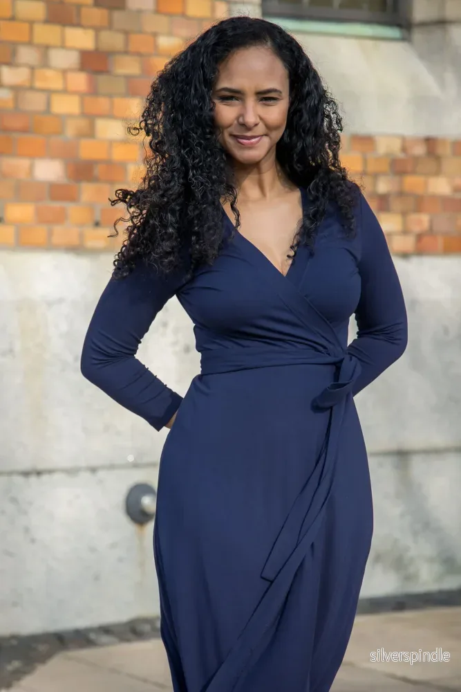 Bestie wrap midi jersey dress – Navy Bestie wrap midi jersey dress – Navy