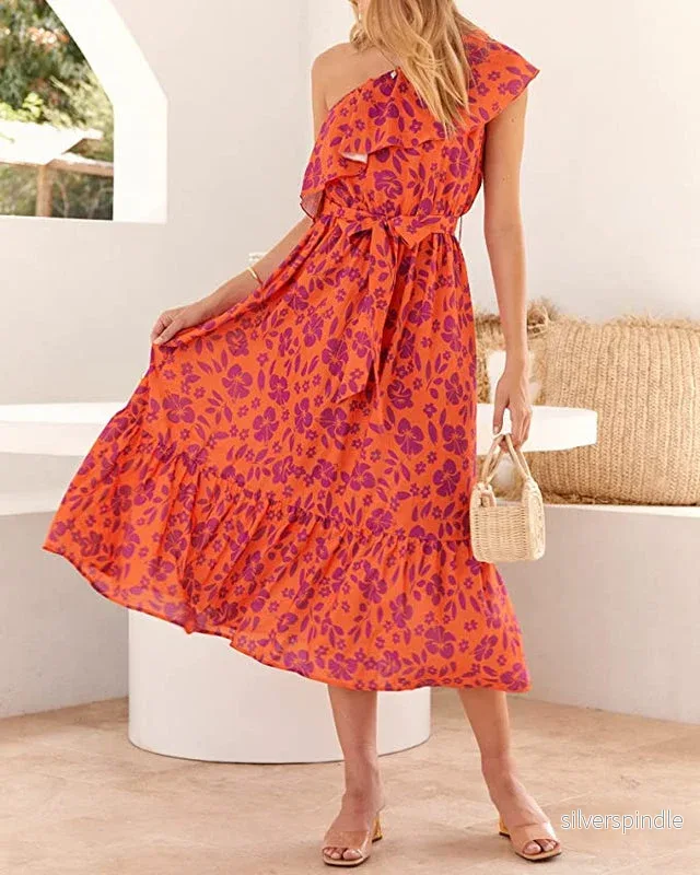 Sofia | Elegant Sommarklänning med Hög Midja och Asymmetrisk Axel Sofia | Elegant Sommarklänning med Hög Midja och Asymmetrisk Axel