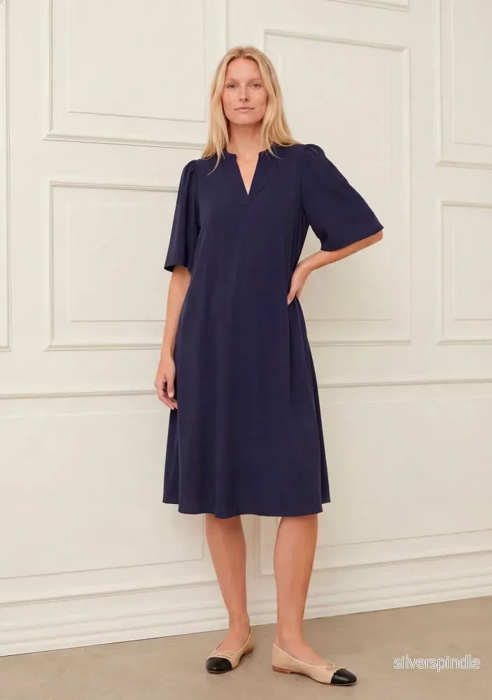 Sigga Poplin Dress - Navy - Bild 2