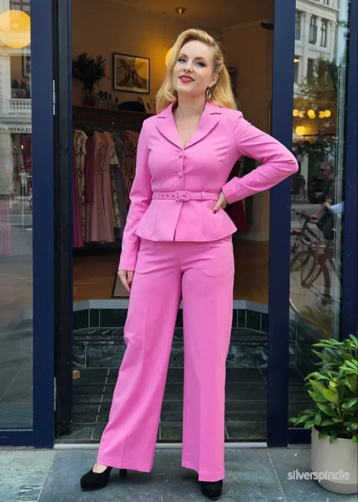 Billie byxor med hög midja - ceriserosa - Bild 2